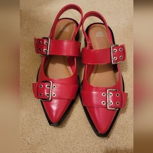 Wild Fable - Women's Peyton Double Buckle Slingback Flats with  Red